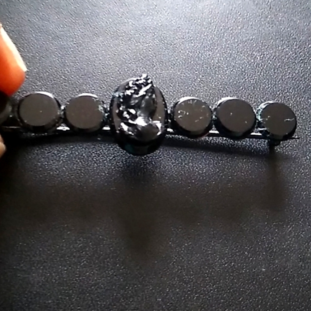 Antique Jet Mourning Bar Brooch.